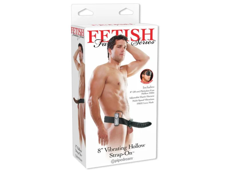 Arnes con Dildo Hueco y Vibracion 8 Negro
