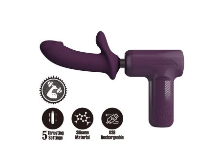 Dj Scholar Pistola de Masaje con Dildo Funcion Empuje Purpura