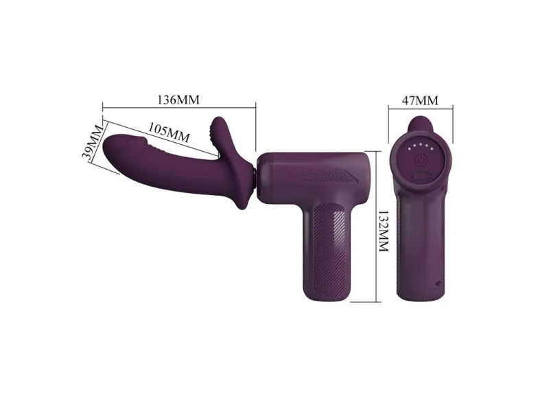 Dj Scholar Pistola de Masaje con Dildo Funcion Empuje Purpura