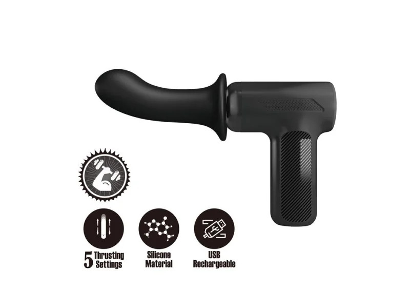 Dj Doctor Pistola de Masaje Dildo Funcion Empuje Negro