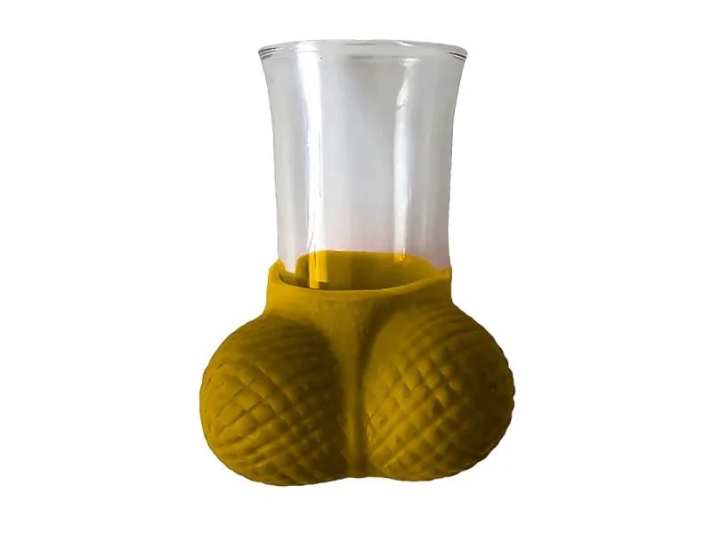 Chupito de Cristal con Testiculos Dorado Chupito de Cristal con Testiculos Dorado