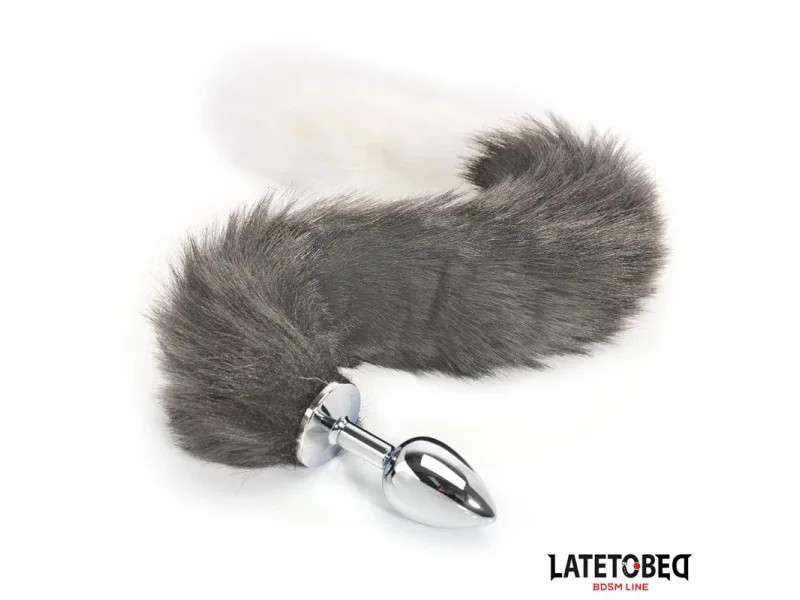 Plug Anal con Cola Blanco y Negro 40 cm