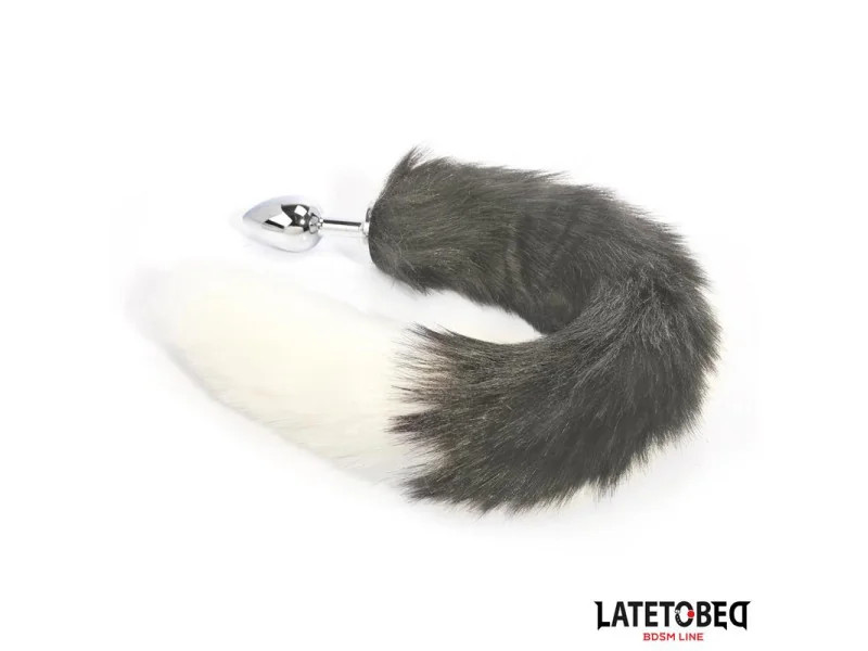 Plug Anal con Cola Blanco y Negro 40 cm