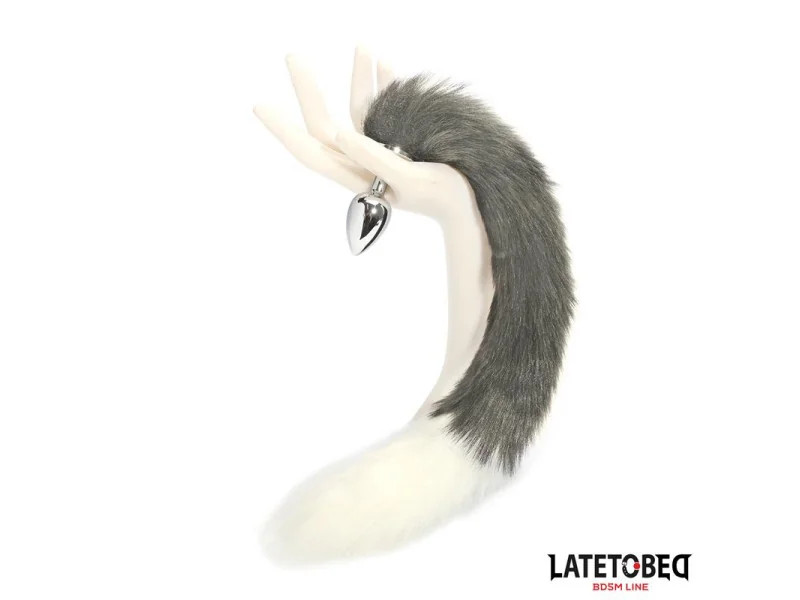 Plug Anal con Cola Blanco y Negro 40 cm