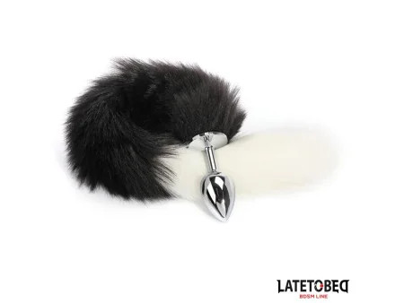 Plug Anal con Cola Blanco y Negro 40 cm