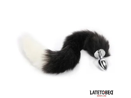 Plug Anal con Cola Blanco y Negro 40 cm