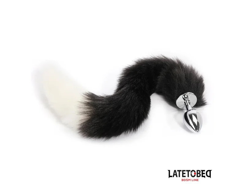 Plug Anal con Cola Blanco y Negro 40 cm