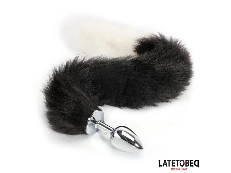 Plug Anal con Cola Blanco y Negro 40 cm