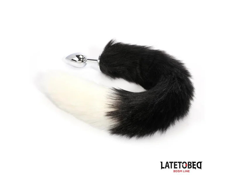Plug Anal con Cola Blanco y Negro 40 cm