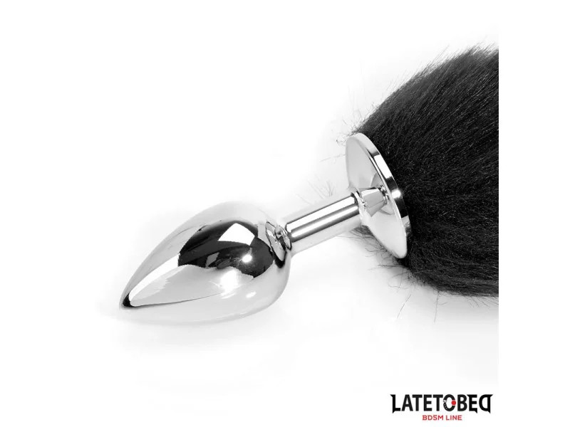 Plug Anal con Cola Blanco y Negro 40 cm