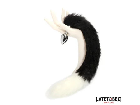 Plug Anal con Cola Blanco y Negro 40 cm