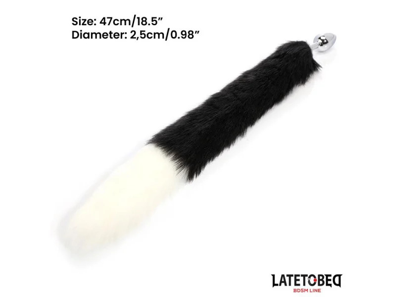 Plug Anal con Cola Blanco y Negro 40 cm