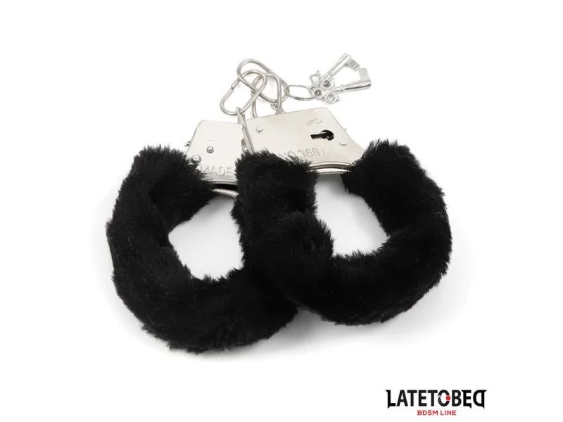 Esposas de Metal Furry con Pelo Negro Esposas de Metal Furry con Pelo Negro