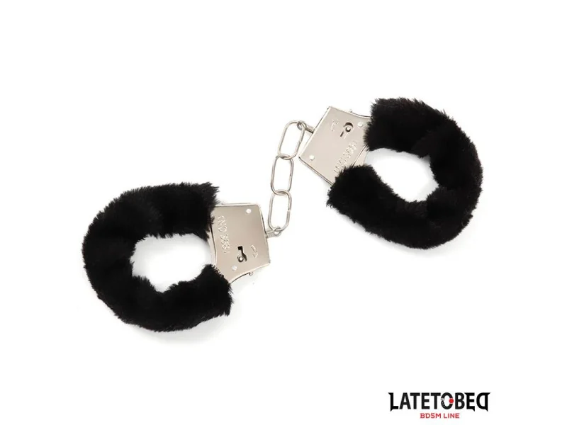 Esposas de Metal Furry con Pelo Negro