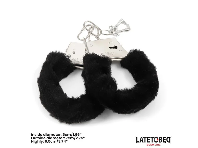 Esposas de Metal Furry con Pelo Negro