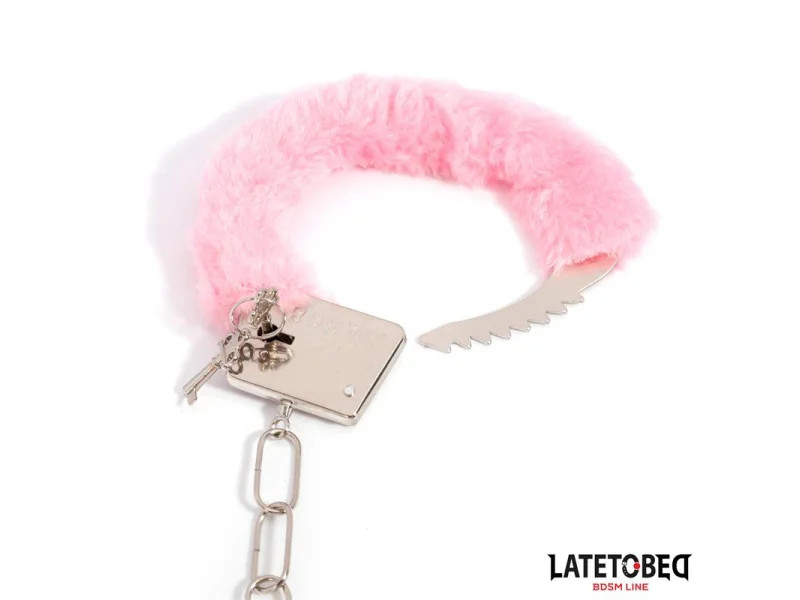 Esposas de Metal Furry con Pelo Rosa