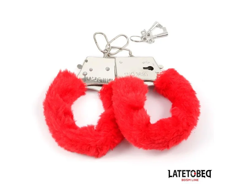 Esposas de Metal Furry con Pelo Rojo