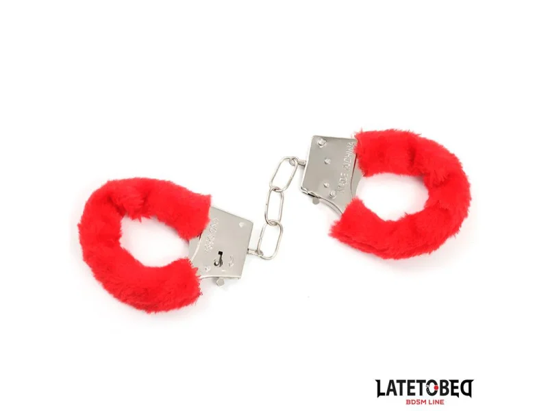 Esposas de Metal Furry con Pelo Rojo