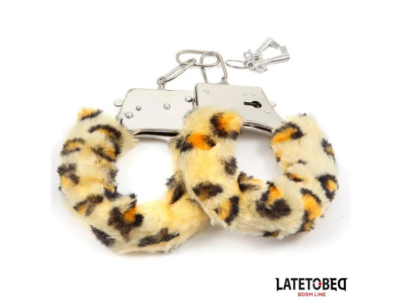 Esposas de Metal Furry con Pelo Animal Print Leopardo