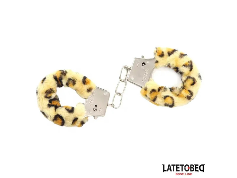 Esposas de Metal Furry con Pelo Animal Print Leopardo