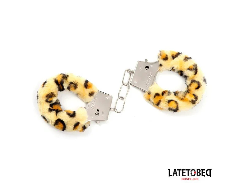 Esposas de Metal Furry con Pelo Animal Print Leopardo