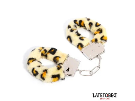 Esposas de Metal Furry con Pelo Animal Print Leopardo