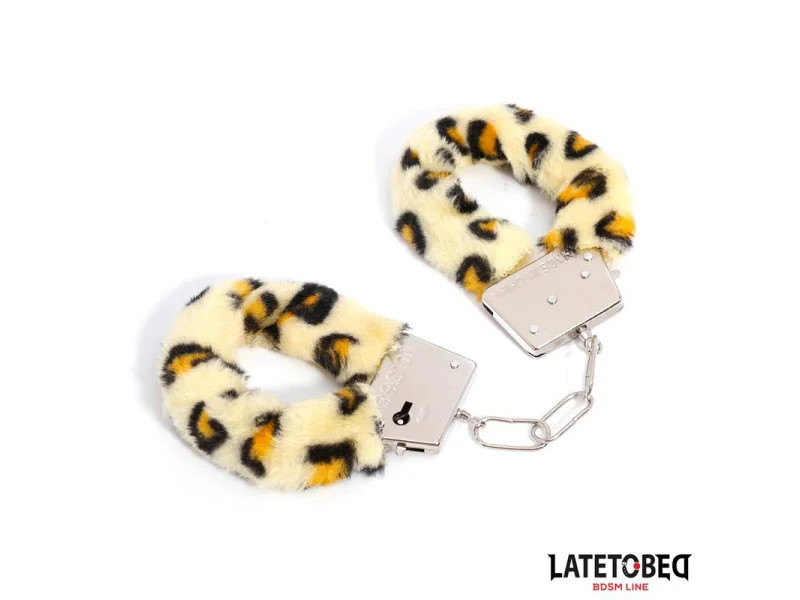 Esposas de Metal Furry con Pelo Animal Print Leopardo