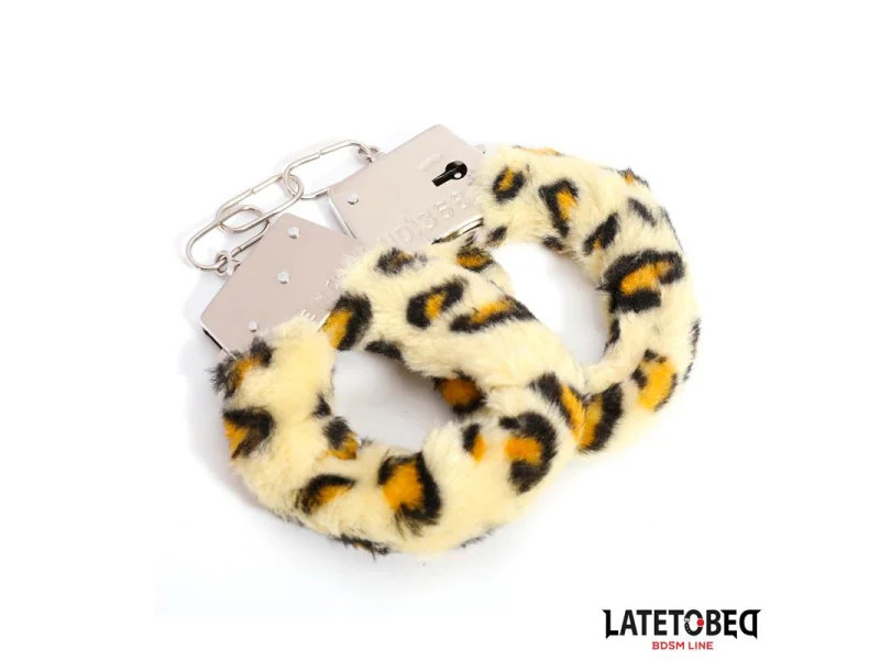 Esposas de Metal Furry con Pelo Animal Print Leopardo