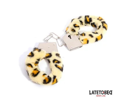 Esposas de Metal Furry con Pelo Animal Print Leopardo