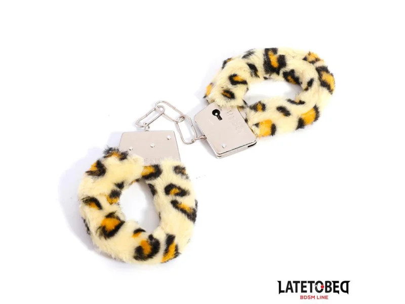 Esposas de Metal Furry con Pelo Animal Print Leopardo
