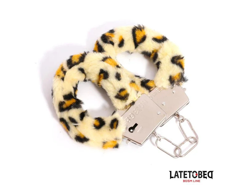 Esposas de Metal Furry con Pelo Animal Print Leopardo