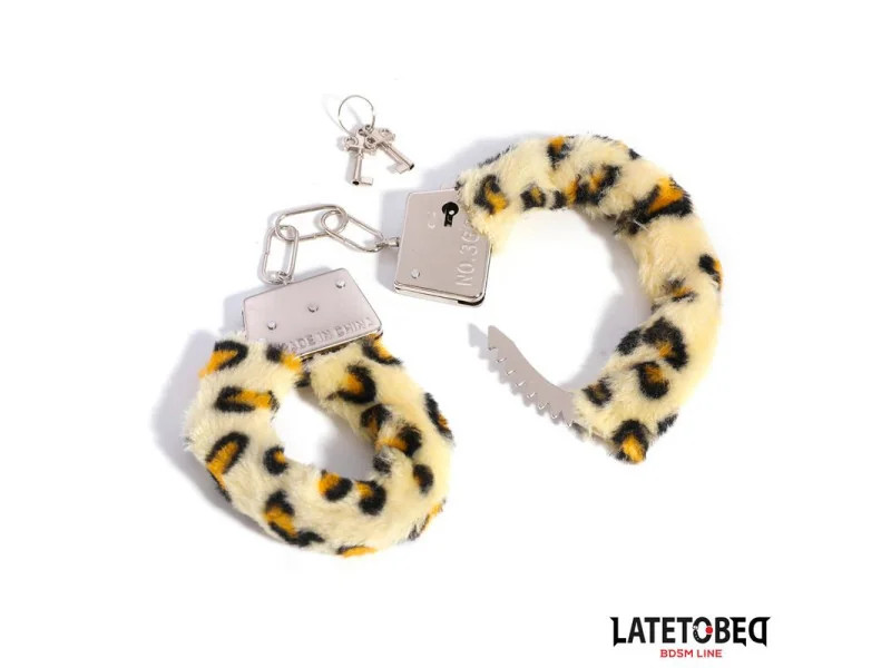 Esposas de Metal Furry con Pelo Animal Print Leopardo