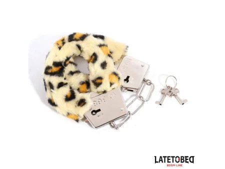 Esposas de Metal Furry con Pelo Animal Print Leopardo