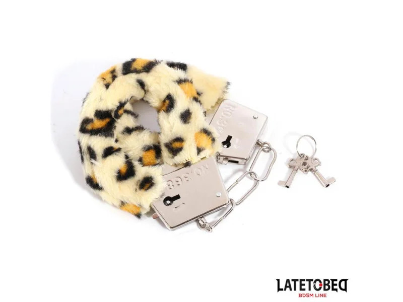 Esposas de Metal Furry con Pelo Animal Print Leopardo
