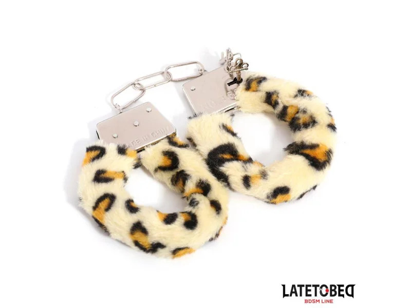Esposas de Metal Furry con Pelo Animal Print Leopardo