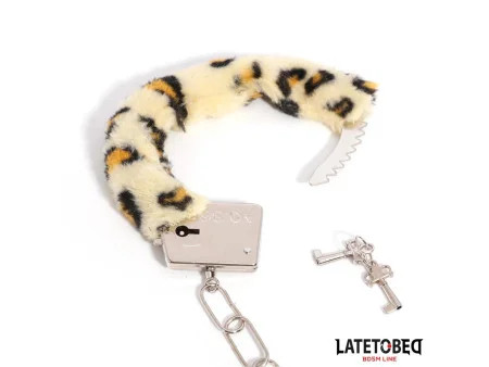 Esposas de Metal Furry con Pelo Animal Print Leopardo