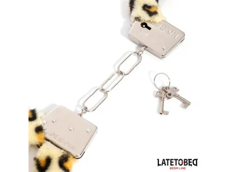 Esposas de Metal Furry con Pelo Animal Print Leopardo
