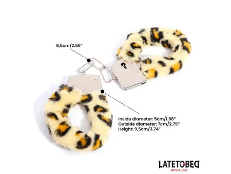 Esposas de Metal Furry con Pelo Animal Print Leopardo