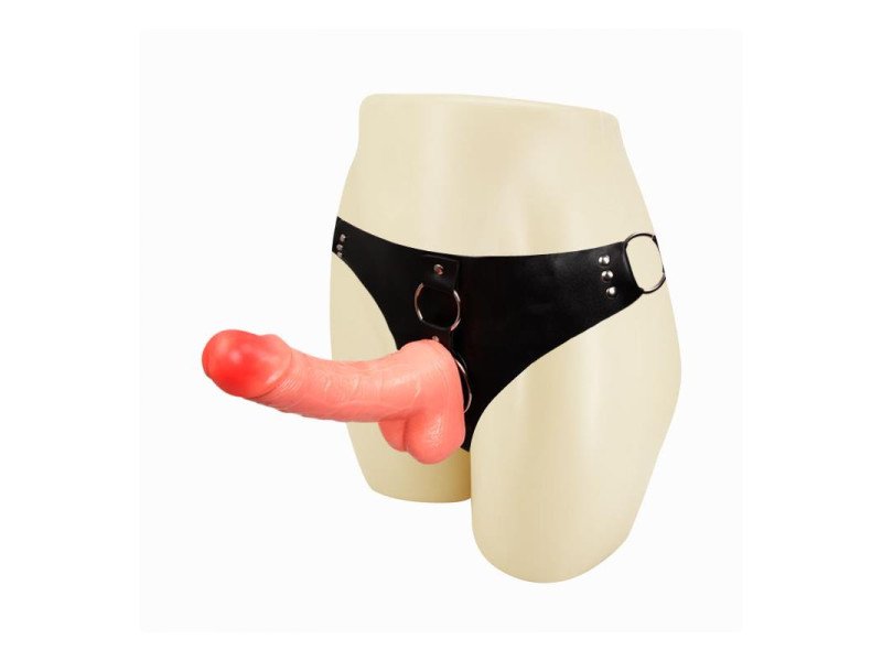Arnes con Dildo y Testiculos Natural 183 cm Arnes con Dildo y Testiculos Natural 183 cm