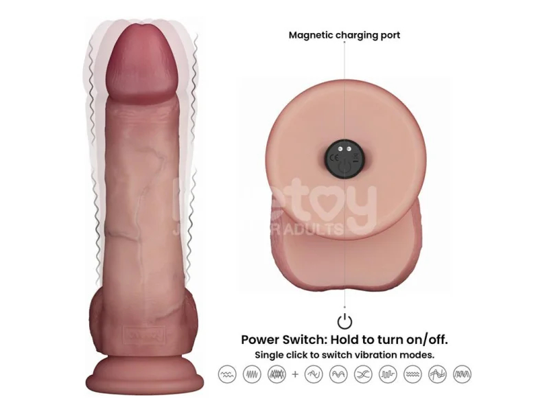 Dildo con Vibracion Piel Deslizante Silicona Dual Layer 8