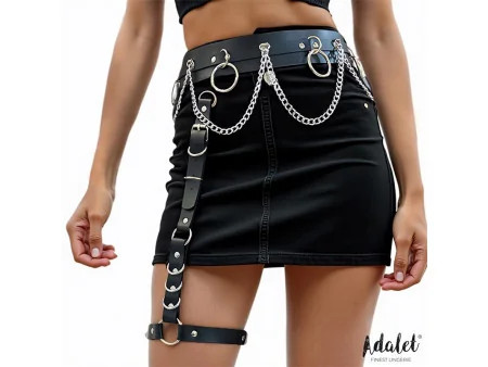 Coral Cinturon con Liga con Cadena Cuero Vegano Talla Unica