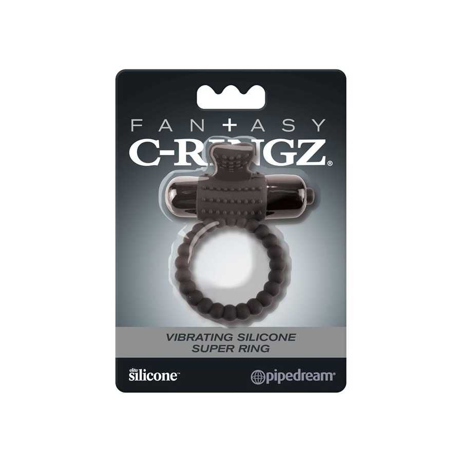 Fantasy C Ringz Super Anillo Vibrador de Silicona Negro