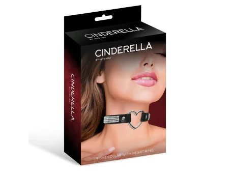 Collar con Corazon y Pedreria Estilo Choker Cuero Vegano Talla Unica