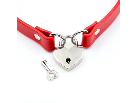 Collar con Candado de Corazon Cuero Vegano Talla Unica