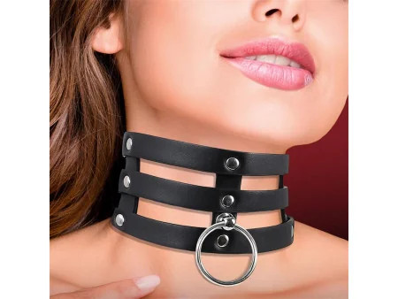 Collar Ancho con Aro Cuero Vegano Talla Unica