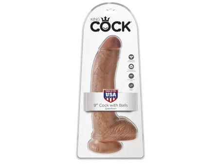 Dildo Reaslista con Testiculos 9 Bronceado Dildo Reaslista con Testiculos 9 Bronceado