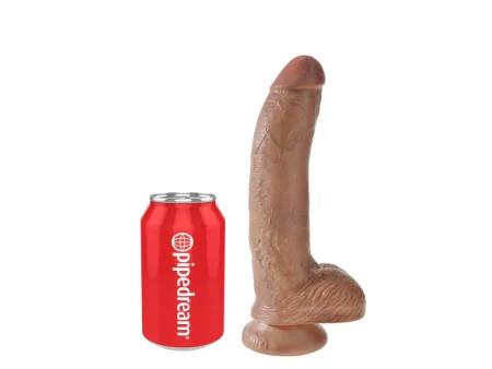 Dildo Reaslista con Testiculos 9 Bronceado Dildo Reaslista con Testiculos 9 Bronceado