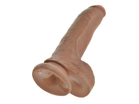 Dildo Reaslista con Testiculos 9 Bronceado Dildo Reaslista con Testiculos 9 Bronceado