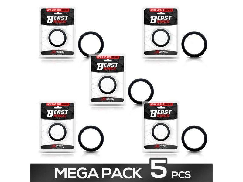 Pack de 5 Anillo para el Pene Forma Plana Silicona Solida 35 cm Negro Pack de 5 Anillo para el Pene Forma Plana Silicona Solida 35 cm Negro
