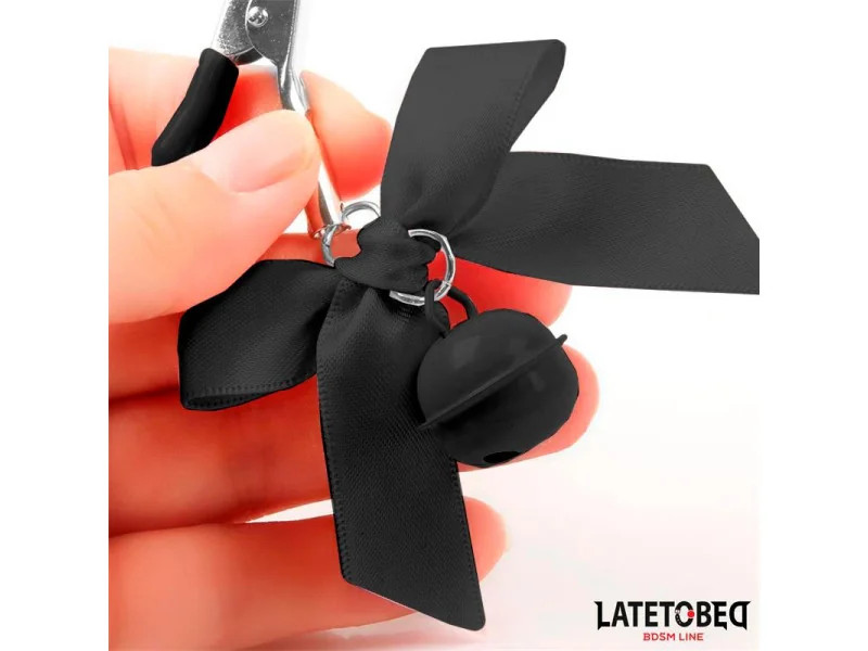 Pinzas para Pezones con Cascabel y Lazos Negros